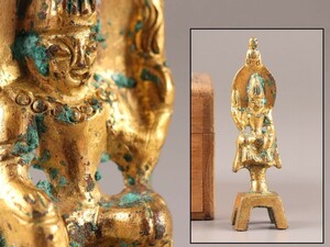 中国古玩 唐物 仏教美術 古銅造 鍍金 仏像 豆仏 時代物 極上品 初だし品 C6991