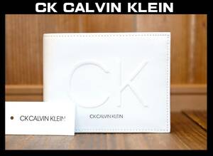 送料無料 即決【未使用】 ck Calvin Klein ★ 牛革 2つ折り財布 ★ カルバンクライン ロゴス 立体ロゴ 税込定価1万7600円 816653