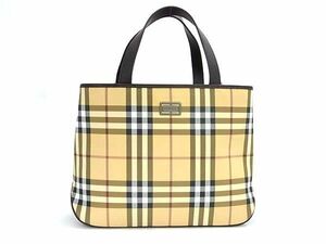 1円 ■極美品■ BURBERRY バーバリー ノバチェック PVC×レザー ハンドバッグ トートバッグ レディース ブラウン系 FE1509