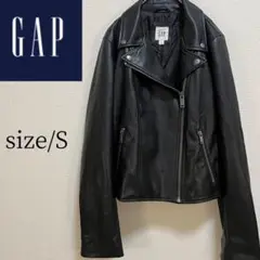 GAP 美品 レザージャケットダブル 黒 ブラック レディース S クロップド丈