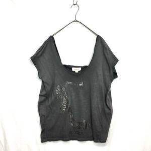 EZ3371●DIESEL ハイヒール プリント Tシャツ●XS●グレー系 ディーゼル