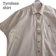 【雰囲気抜群】Tyrolean shirt 半袖チロリアンシャツ ベージュ 刺繍