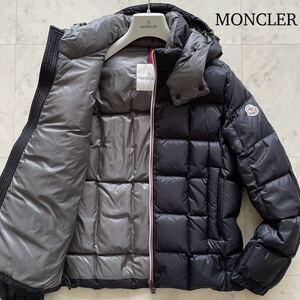 極美品★ MONCLER モンクレール LEFRANC キルティング ダウンジャケット パーカー 着脱フード ブルゾン Mサイズ Wジップ ブラック メンズ