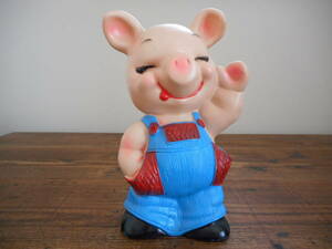 美品 レア ビンテージ 70s RUSS BERRIE Overalls pig piggy Bank オーバーオール ブタ 豚 プラスチック 貯金箱 USA製 アメリカ製 Playpal