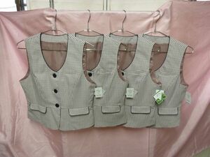 ☆【未使用品】タグ付き OL制服ベスト 4枚セット チェック柄(薄ピンク×ホワイト×ブラック) サイズ：11AR☆