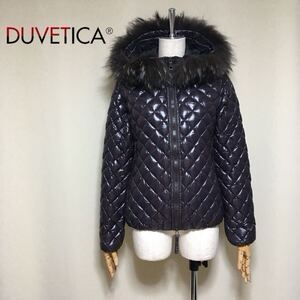 【美品】 DUVETICA デュベティカ Aida ラクーンファー付き ダウンジャケット 40/M〜Lサイズ相当 レディース パープル エフイーエヌ