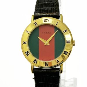 【1円スタート】GUCCI グッチ 3000.2.L GP レッド×グリーン文字盤 クオーツ レディース腕時計 ジャンク 362089