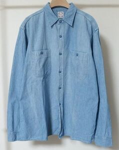 JOHN GLUCKOW ジョングラッコー by WAREHOUSE ウェアハウス Lot JG-05 1940s Signature Work Shirt 無地 USED WASH デニム シャツ 44