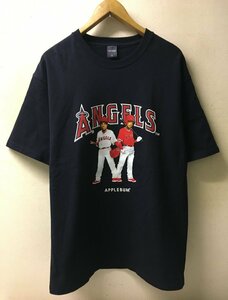 ◆APPLEBUM アップルバム　XL 美品 エンジェルス ANGELS プリント Tシャツ ネイビー サイズXL