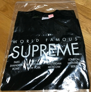 15SS SUPREME international Tee Tシャツ Ｓサイズ world famous tee ブラック/black 希少