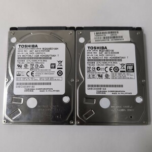 1TB 使用時間極少(629h/1028h) 2.5inch HDD SATA P01540【1円スタート/2枚セット】