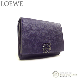 ロエベ （LOEWE） アナグラム トライフォールド 6cc ウォレット コンパクト 三つ折り 財布 C821TR2X02 ディープオーバジーン（美品）中古