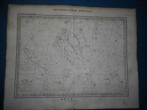 アンティーク、天文、星座早見盤、手彩色石版画、1835年『ホッフマン星図ふたご座かに座こいぬ他』Star map, Planisphere, Celestial atlas