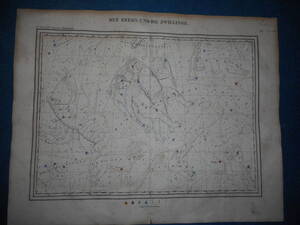 即決1835年『ホッフマン星図ふたご座かに座こいぬ他』アンティーク天文星座早見盤、手彩色石版画、Star map, Planisphere, Celestial atlas