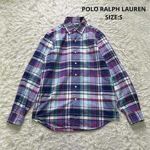 POLO RALPH LAUREN ポロ ラルフローレン 現行タグ CLASSIC FIT マドラスチェックボタンダウンシャツ 長袖 ポニー刺繍 サイズS マルチカラー