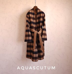 超高級 極美品 希少 Aquascutum セレブ御用達憧れのベルデッドコート ダブルフェイス リバーシブル アクアスキュータム ノーカラーコート