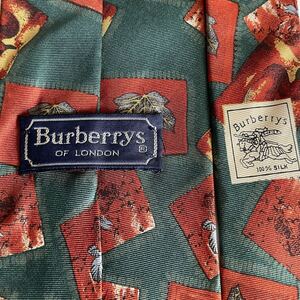 BURBERRY LONDON (バーバリーロンドン)緑赤茶四角葉っぱアヒルネクタイ