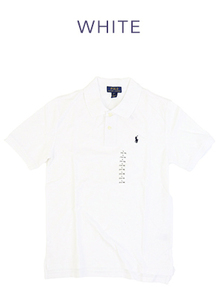 新品 アウトレット A404 L(14-16)サイズ ボーイズ 半袖 鹿の子 無地 ワンポイント polo ralph lauren ポロ ラルフ ローレン 白