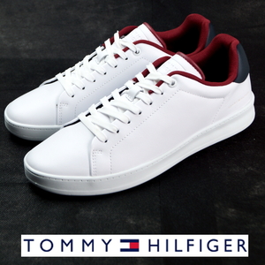 【新品】定価1.54万 トミー フィルフィガー TOMMY HILFIGER《コート レザー カップ》上質スムースレザー スニーカー 28cm(44) ホワイト