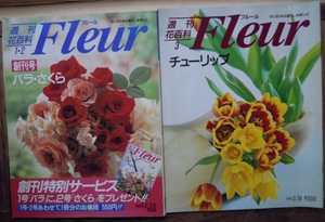 週刊 花百科 フルール　創刊号（1号バラ・2号さくら合冊号）+3号チューリップ　2冊セットc