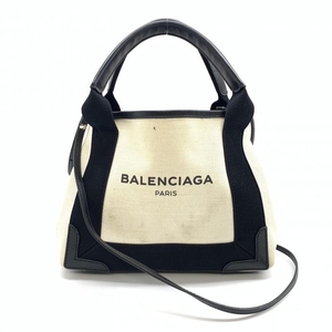 BALENCIAGA バレンシアガ 390346 カバスXS 2WAYショルダーバッグ ハンドバッグ キャンバス ホワイト ブラック 白 黒 管理RT36096