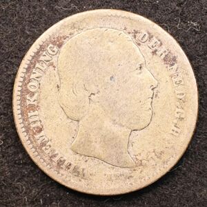 【令和コイン】KM#81/オランダ 25セント銀貨（1849）3.575 g, 19 mm[E5146]コイン