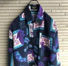 希少 柄シャツ 90s 総柄 バブル柄 スカーフ柄