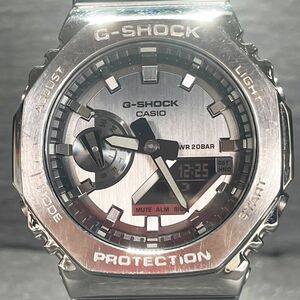 美品 CASIO カシオ G-SHOCK ジーショック GM-2100-1A 腕時計 アナデジ クオーツ 多機能 カレンダー シルバー文字盤 ブラック 動作確認済み