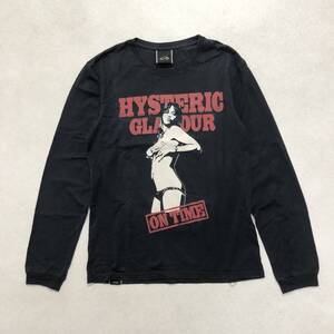 ● HYSTERIC GLAMOUR ヒステリックグラマー 長袖 Ｔシャツ ヒスガール プリント HGタグ vintage 古着 日本製 ブラック sizeM メンズ 0.18kg