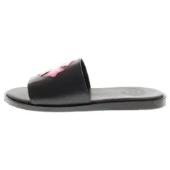 CHROME HEARTS (クロムハーツ) CH PLUS PTCH SLIDE SHOE BLACK/PINK LEATHER CHプラス スライド サンダル レザー ブラック/ピンク パッチ