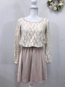 1908　CECIL MｃBEE　新品本体価格￥5,700　ウエス切り替えワンピース　　サイズ：Ｍ　　色：ベージュ花柄