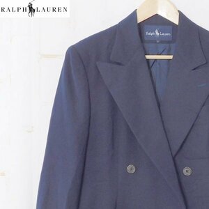 ラルフローレンRalph Lauren■ウール テーラードジャケット ダブル 無地 /インパクト21■9■ネイビー ※NK3523392