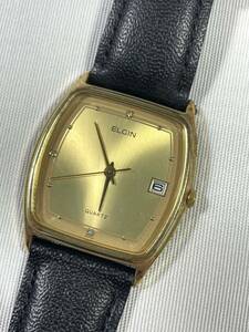 ELGIN エルジン スクエア ゴールド 腕時計 クオーツ 不動品 16-216■FR2490