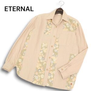 ETERNAL 備中倉敷工房 倉 エターナル 通年★ 長袖 花柄パッチワーク 和柄 切替 シャツ Sz.3 メンズ 日本製　C4T11496_C#C