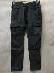 USA正規品 【W38/L30】 ROYALBLUE PremiumDenim カーゴパンツ CARGO ブラックデニム 黒 サイドポケット付き ストリート