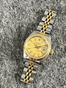 ロレックス ROLEX レディース腕時計 OYSTER PERPETUAL DATE オイスターパーペチュアルデイト 69173 K18YG SS モザイクダイヤル自動巻動作品