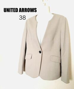 ノーカラージャケットレディース ブルゾン 38★ UNITED ARROWS 6042 長袖 裏地付