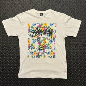 stussy ステューシー ワールドツアー 花柄Tシャツ 半袖 Mサイズ Tシャツ プリント