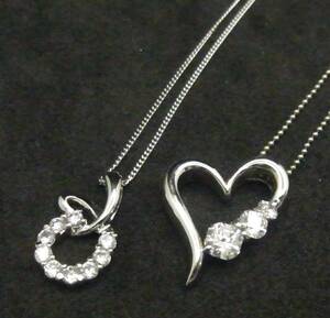 ▲ストーンネックレス☆SILVER☆ネックレス☆2本セット☆ペンダント☆シルバー☆キラキラ☆レディース☆アクセサリー管41762104