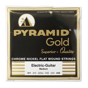 PYRAMID STRINGS EG Gold 011-048 chrome nickel flatwounds on round core フラットワウンド エレキギター弦×3セット