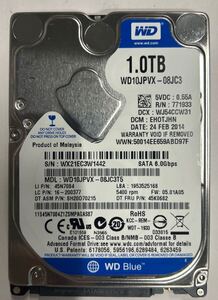 使用時間 292時間 正常 WDC WD10JPVX-08JC3T5 1000GB 1TB n20250102-3