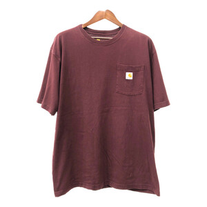 Carhartt カーハート ポケット 半袖Ｔシャツ ワンポイント ワインレッド (メンズ XL) 中古 古着 Q7414