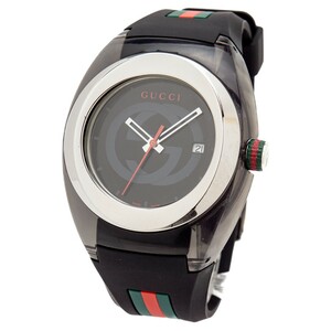 1円スタート GUCCI グッチ G-SYNC 137.1 メンズ腕時計 稼動品 ブラック クォーツ QZ