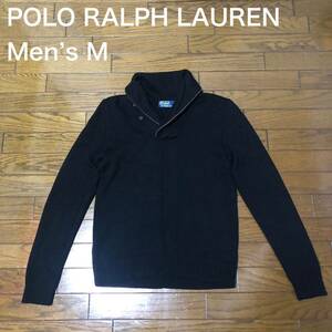 【送料無料】傷ありPOLO RALPH LAUREN 襟付きニットセーター黒　メンズMサイズ　ポロラルフローレン