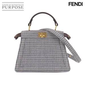 未使用 展示品 フェンディ FENDI ピーカブー ISeeU プチ 2way ハンド ショルダー バッグ キャンバス レザー グレー 8BN335 90214130