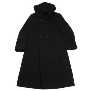 ヨウジヤマモト プールオムYohji Yamamoto POUR HOMME エアリーモッサダブルフーデッドコート 黒1