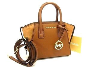 1円 ■新品■未使用■ MICHAEL KORS マイケルコース レザー×スエード 2WAY ハンドバッグ ショルダー 斜め掛け ブラウン系 BM3867