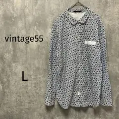 2189【vintage55/三崎商事】リーフ花柄　長袖　総柄　シャツ　L