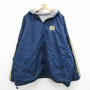 XL/古着 アディダス adidas 長袖 ナイロン ジャケット メンズ 90s ノートルダム アイリッシュ ワンポイントロゴ リバーシブ