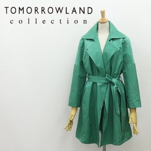 ◆TOMORROWLAND collection トゥモローランド コレクション リネン混 ドロップショルダー カラー ラップ コート ライトグリーン 38